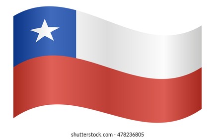 Flag of Chile waving on white background. Chilean national flag.