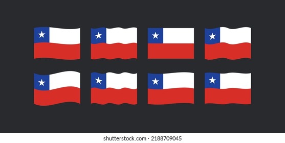 Flag of chile waving variants. Chilean national symbol vector icon.