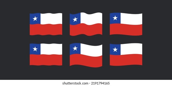 Flag of chile waving variants. Chilean national symbol vector icon.