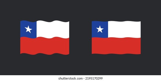 Flag of chile waving variants. Chilean national symbol vector icon.