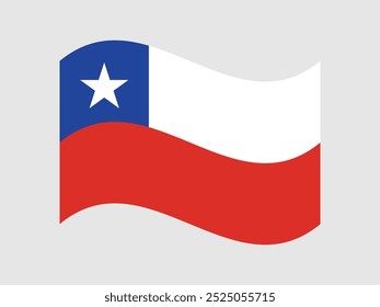 Flag of Chile waving variants. Chilean national symbol. Chile official flag vector illustration with a grey background.