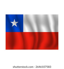 Bandeira do Chile ondulada flui ao vento, com dobras 3d