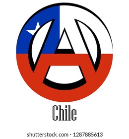 Flag of Chile of the world in the form of a sign of anarchy, which stands for freedom and equality of people.