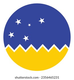 Flag of the Chilean Antarctic Territory. Button flag icon. Standard color. Circle icon flag. Computer illustration. Digital illustration. Vector illustration.