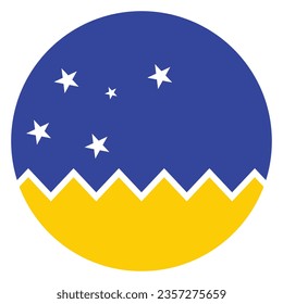 Bandera del Territorio Antártico Chileno. Icono de indicador de botón. Color estándar. Indicador de icono de círculo. Ilustración del equipo. Ilustración digital. Ilustración vectorial.