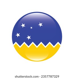 Flag of the Chilean Antarctic Territory. Button flag icon. Standard color. Circle icon flag. 3d illustration. Computer illustration. Digital illustration. Vector illustration.