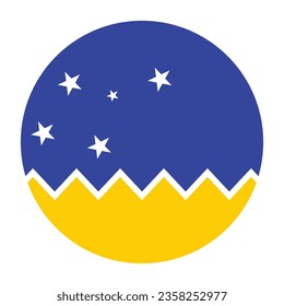 Flag of the Chilean Antarctic Territory. Button flag icon. Standard color. Circle icon flag. Computer illustration. Digital illustration. Vector illustration.