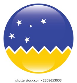 Flag of the Chilean Antarctic Territory. Button flag icon. Standard color. Circle icon flag. 3d illustration. Computer illustration. Digital illustration. Vector illustration.
