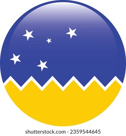 Flag of the Chilean Antarctic Territory. Button flag icon. Standard color. Circle icon flag. 3d illustration. Computer illustration. Digital illustration. Vector illustration.
