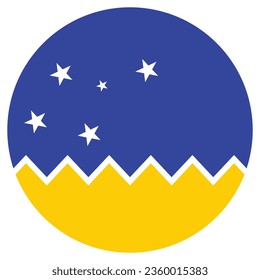 Bandera del Territorio Antártico Chileno. Icono de indicador de botón. Color estándar. Indicador de icono de círculo. Ilustración del equipo. Ilustración digital. Ilustración vectorial.