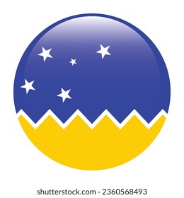 Flag of the Chilean Antarctic Territory. Button flag icon. Standard color. Circle icon flag. 3d illustration. Computer illustration. Digital illustration. Vector illustration.