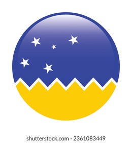 Flag of the Chilean Antarctic Territory. Button flag icon. Standard color. Circle icon flag. 3d illustration. Computer illustration. Digital illustration. Vector illustration.