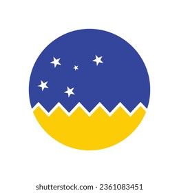Bandera del Territorio Antártico Chileno. Icono de indicador de botón. Color estándar. Indicador de icono de círculo. Ilustración del equipo. Ilustración digital. Ilustración vectorial.