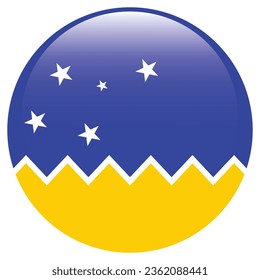 Flag of the Chilean Antarctic Territory. Button flag icon. Standard color. Circle icon flag. 3d illustration. Computer illustration. Digital illustration. Vector illustration.