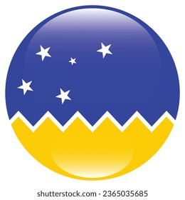 Bandera del Territorio Antártico Chileno. Icono de indicador de botón. Color estándar. Indicador de icono de círculo. 3 quinquies ilustración. Ilustración del equipo. Ilustración digital. Ilustración vectorial.