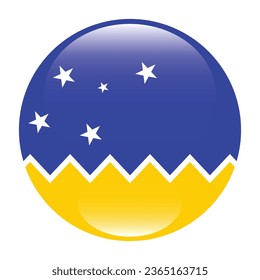 Flag of the Chilean Antarctic Territory. Button flag icon. Standard color. Circle icon flag. 3d illustration. Computer illustration. Digital illustration. Vector illustration.