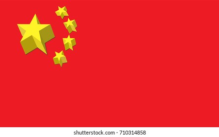 Flag of China. 3d stars. Vector image.