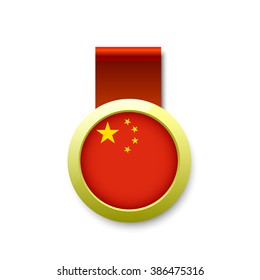 Flag of China. Badge. Vector illustration.
