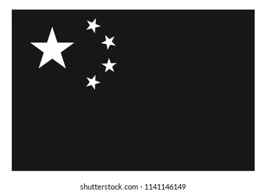 Flag of China in black and white