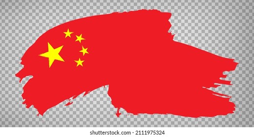 Flag of China from brush strokes. Waving Flag People's Republic of China on transparent background for your web site design, app, UI. Stock vector. EPS10.