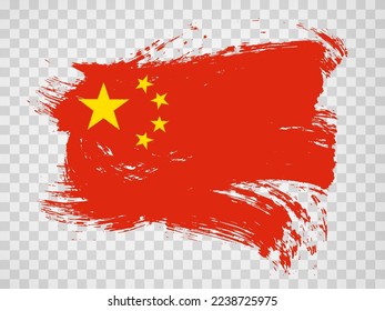 Flag of China from brush strokes. Waving Flag People's Republic of China on transparent background for your web site design, app, UI. Stock vector. EPS10.