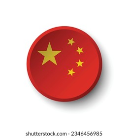 Die Flagge Chinas. Button-Flag-Symbol. Standardfarbe. Circle Icon Flag. 3D-Abbildung. Computergrafik. Digitale Illustration. Vektorgrafik.