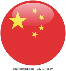 The flag of China. Button flag icon. Standard color. Circle icon flag. 3d illustration. Computer illustration. Digital illustration. Vector illustration.
