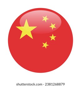 La bandera de China. Icono de indicador de botón. Color estándar. Indicador de icono de círculo. 3 quinquies ilustración. Ilustración del equipo. Ilustración digital. Ilustración vectorial.
