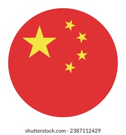 Die Flagge Chinas. Button-Flag-Symbol. Standardfarbe. Circle Icon Flag. Computergrafik. Digitale Illustration. Vektorgrafik.