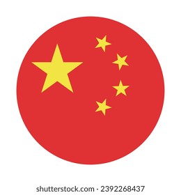 Die Flagge Chinas. Button-Flag-Symbol. Standardfarbe. Circle Icon Flag. Computergrafik. Digitale Illustration. Vektorgrafik.