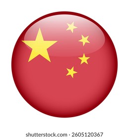 flag of China, button round glossy icon