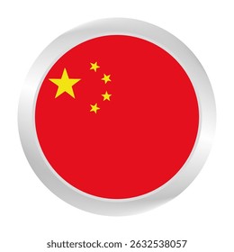 Flag of China. Circle flag icon logo. Round flag. Flag icon. Standard color. Digital illustration. Vector illustration.
