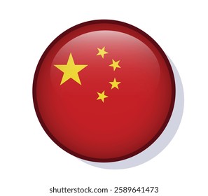 Flag China circle round frame vector design