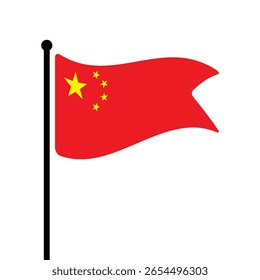 Bandeira da China. China bandeira computador digital vetor ilustração ícone design. Bandeira de mastro flutuante.