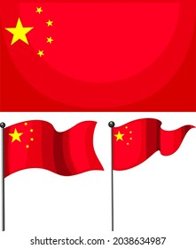 Flag of China in different shapes isolated illustration