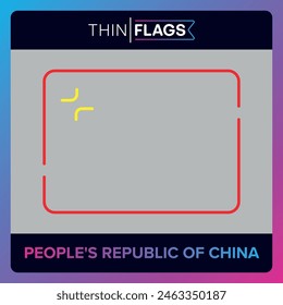 The flag of China, Download Editable Thin Icons. Country, World and International Flag Icons Set. Chinese Flag Icon Graphic Vector Stroke