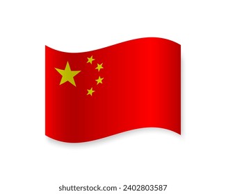 Flag of China flat icon. Wavy vector element with shadow underneath. Best for mobile apps, UI and web design.