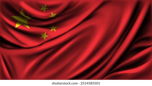 Bandeira da China saltando de perto. Ilustração vetorial.