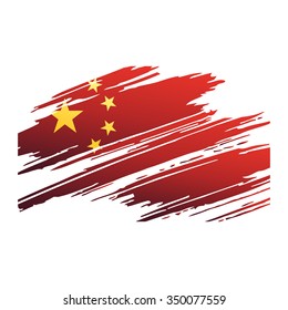 Flag China in the form traces brush isolated vector