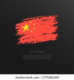 Bandera de China en el paso del pincel de Grunge : Ilustración vectorial