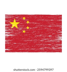 Flag of China with grunge texture, national symbol