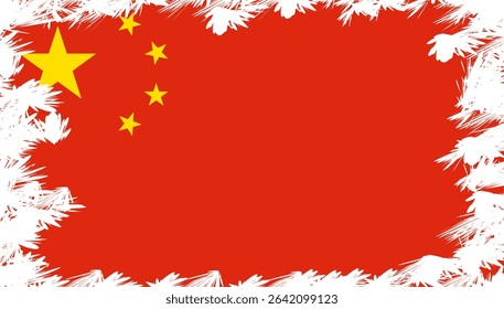 Flag of China with grunge-style splash edge. EPS vector for modern political or cultural use.