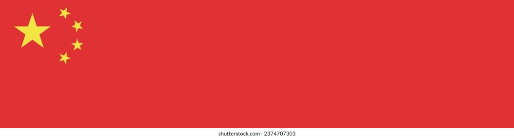 La bandera de China. Icono de marca. Una larga pancarta. Color estándar. Tamaño estándar. Ilustración del equipo. Ilustración digital. Ilustración vectorial.