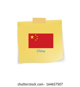 flag of China icon on note pad paper,vector