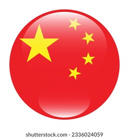 The flag of China. Flag icon. Standard color. Circle icon flag. 3d illustration. Computer illustration. Digital illustration. Vector illustration.
