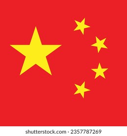 The flag of China. Flag icon. Standard color. A square flag. Computer illustration. Digital illustration. Vector illustration.