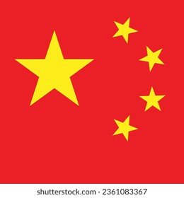 The flag of China. Flag icon. Standard color. A square flag. Computer illustration. Digital illustration. Vector illustration.