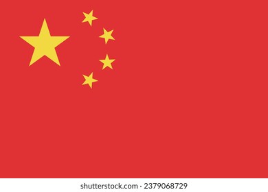 The flag of China. Flag icon. Standard color. A rectangular flag. Standard size. Computer illustration. Digital illustration. Vector illustration.