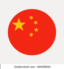 Flag Of China Inside A Circle. Vector Illustration. Flat Colors.
