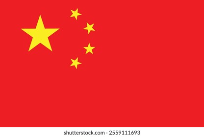 Flag of China. China official flag, The national flag of the People's Republic of China. Chinese national flag. Correct proportions and colors. Vector illustration.